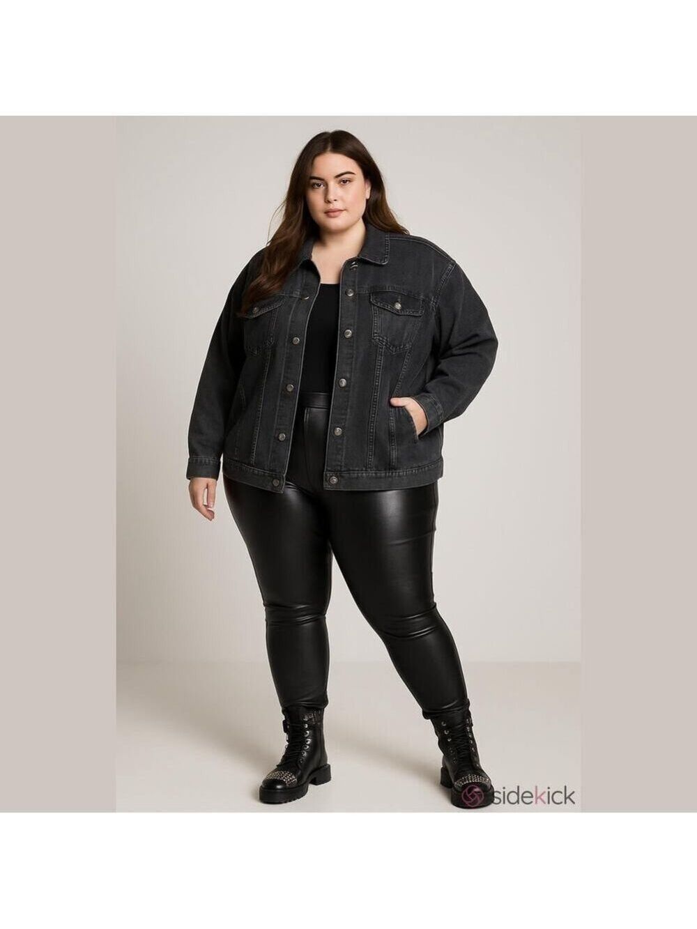 DKNY Women's Gray Studded Denim Jacket Size 3X